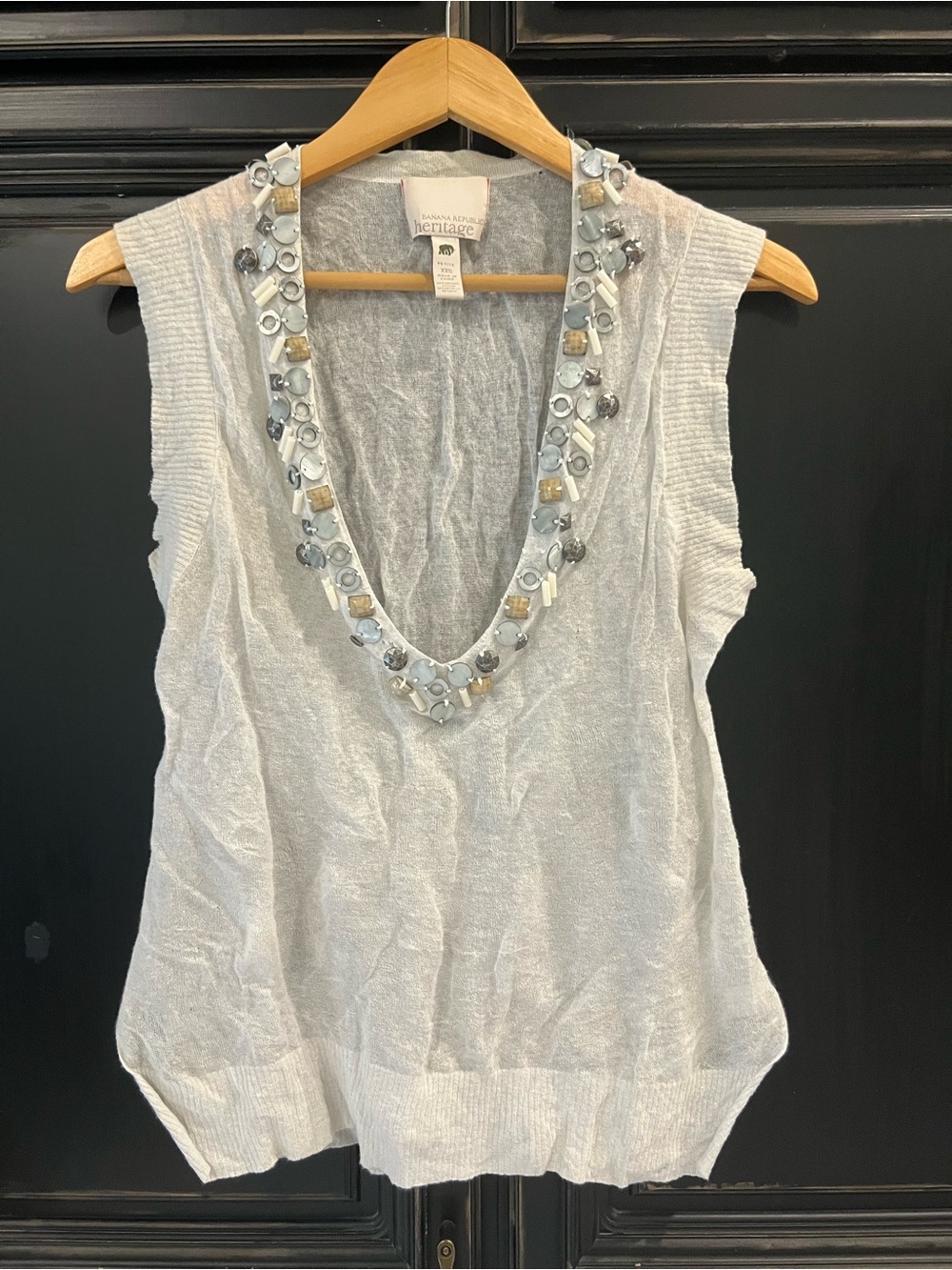Banana Republic Heritage Embellished Deep V Sleeveless Tank